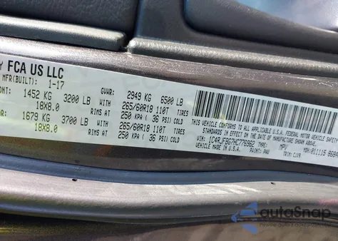 2017 Jeep Grand Cherokee Limited 4X4 z USA, uszkodzony, nr VIN 1C4RJFBG7HC776962